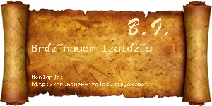 Brünauer Izaiás névjegykártya